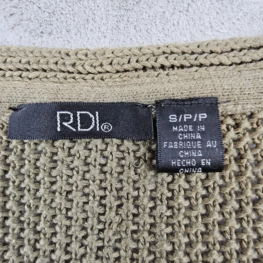 RDI Sweater Women's Small Olive‎ Green Studded Scoop Neck Soft Knit Pullover